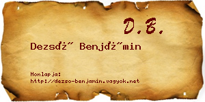 Dezső Benjámin névjegykártya